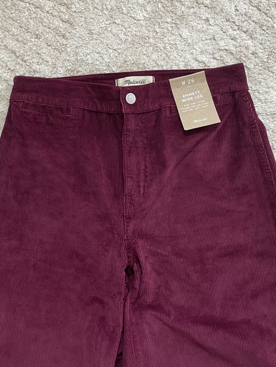 Madewell Wide Leg Corduroy Pants in Deep Burgundy Sise 26 - Picture 13 of 16